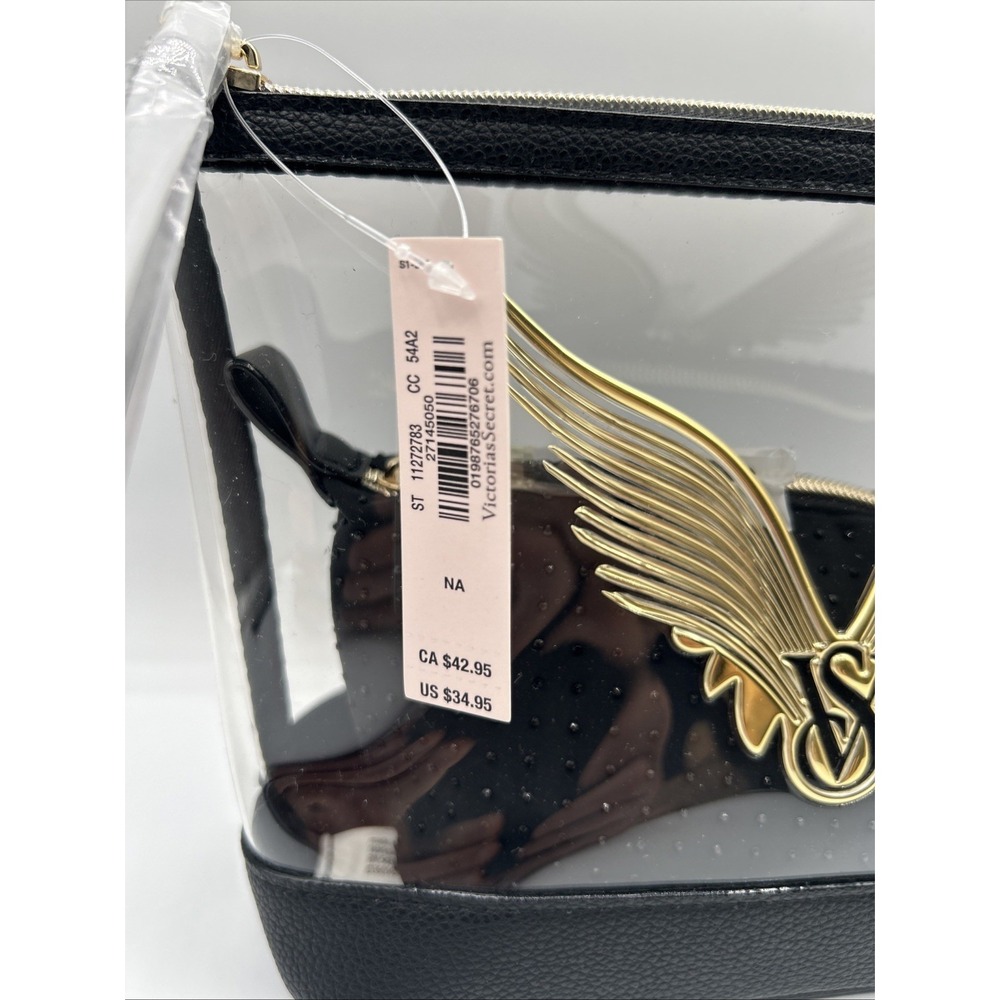 Victoria's Secret Clear Makeup Bag 2 Piece Angel Wings Rhinestone Pouch NWT - Picture 11 of 11
